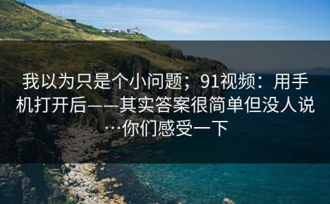 我以为只是个小问题；91视频：用手机打开后——其实答案很简单但没人说…你们感受一下