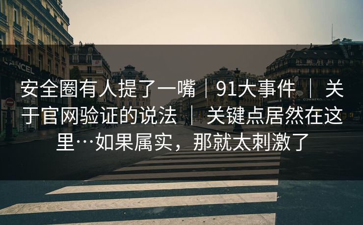 安全圈有人提了一嘴|91大事件 | 关于官网验证的说法 | 关键点居然在这里…如果属实,那就太刺激了 安全圈有人提了一嘴|91大事件 | 关于官网验证的说法 | 关键点居然在这里…如果属实,那就太刺激了