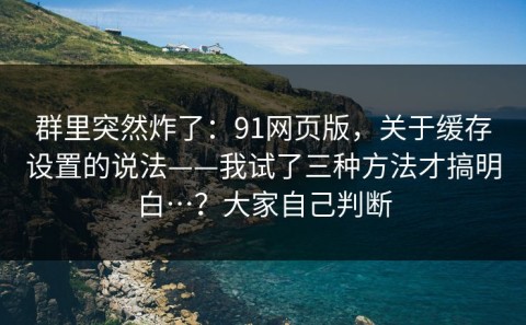 群里突然炸了：91网页版，关于缓存设置的说法——我试了三种方法才搞明白…？大家自己判断