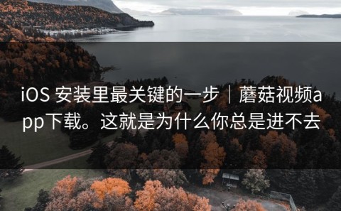 iOS 安装里最关键的一步｜蘑菇视频app下载。这就是为什么你总是进不去